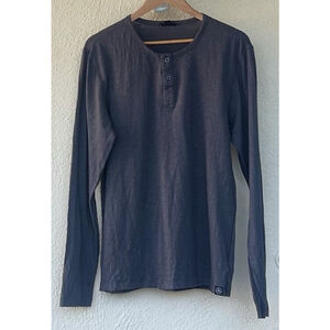 Aether Women’s Long Sleeve Cotton Button Front Henley Shirt Gray Size Large Hike